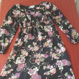 LOFT ann taylor black/floral dress; long-sleeve
